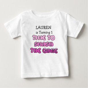 Bebé Cumpleañera, nombre y edad, Camiseta de Tarta Smas