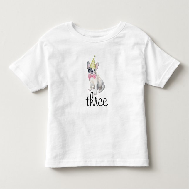 Bebé Curiosa camiseta de cumpleaños de perro de Bulldog (Anverso)