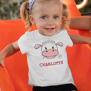Bebé Cute Personalizado Cow   Camiseta de animales de g