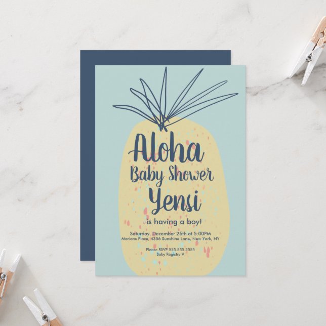 Bebé de Arte de Piña Cumpleaños Tropical de Verano (Anverso/Reverso In Situ)