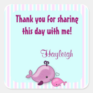 Bebé de ballena pequeña mami pegatina cuadrado del