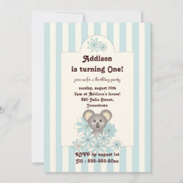 Bebe de banda azul Niños Koala Invitación de cumpl