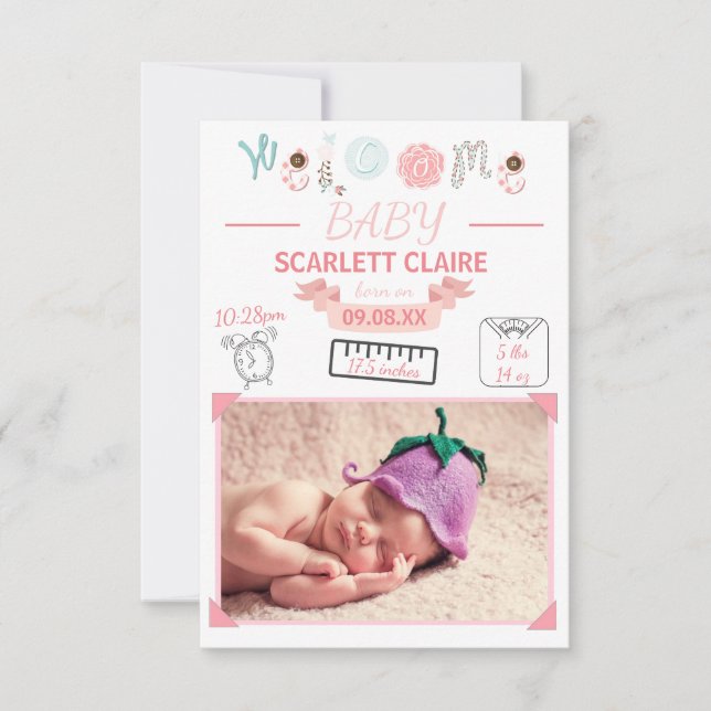 Bebé de bienvenida con dibujos - Anuncio de 3 x 5  (Anverso)