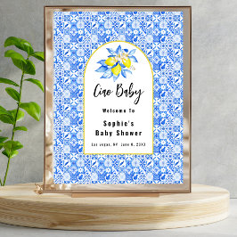 Bebé De Ciao, Baldosas Azules Y Señal De Bienvenid