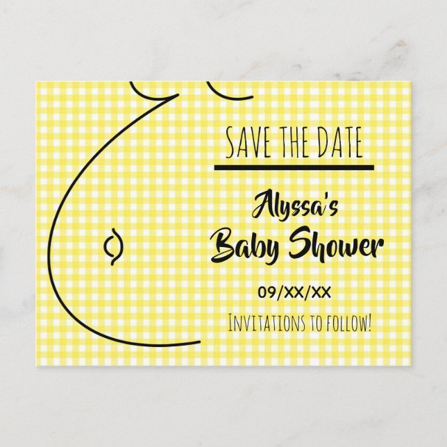 Bebé de Cuadros Amarillos Baby Shower Anuncio de E (Anverso)
