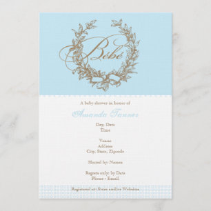 Bebe de encargo - invitación azul de Baby Shower