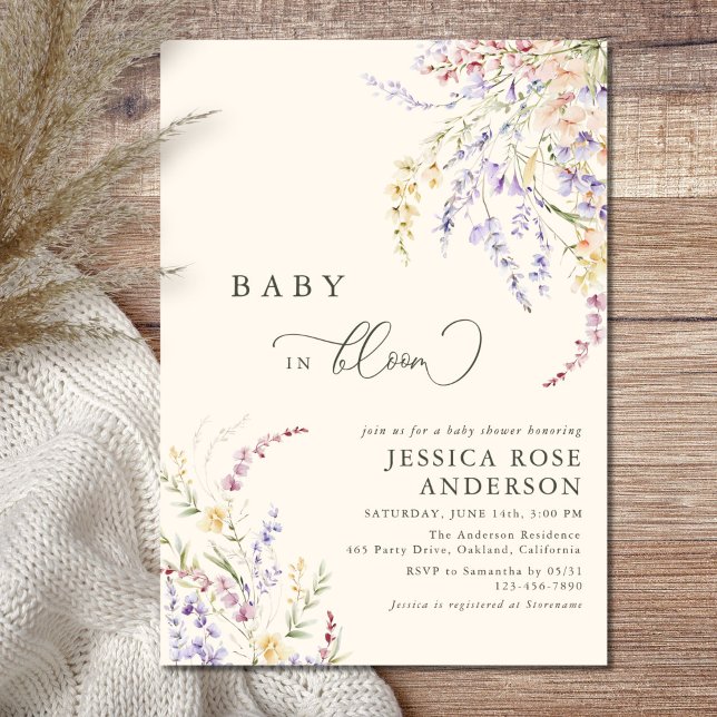 Bebé De Flor Silvestre En Bloom Invitación De Baby (Subido por el creador)