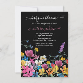 Bebé de flores silvestres en una invitación de Bab