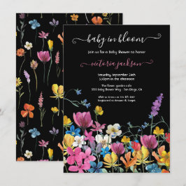 Bebé de flores silvestres en una invitación de Bab