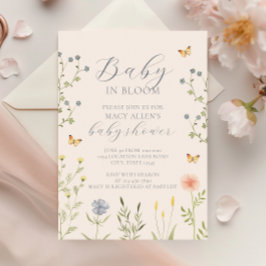Bebé de flores silvestres en una invitación de Bab