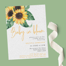 Bebé de girasoles en la invitación de Baby Shower 