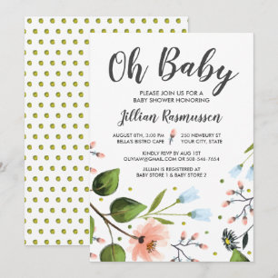 Bebé de las flores de la acuarela de la invitación