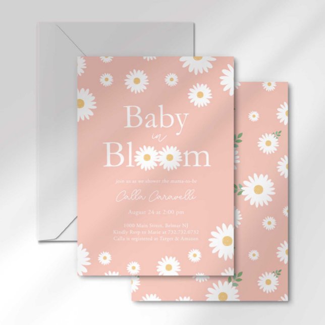 Bebé de margarita rosada en una invitación de Baby (Subido por el creador)
