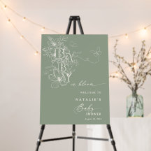Bebé de mariposas con flores en signo de bienvenid
