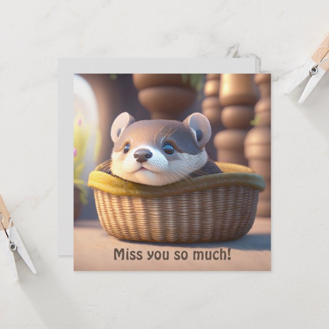 Bebé de nutria en una cesta - personalizable (Anverso/Reverso In Situ)