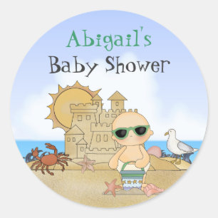 Bebé de playa Pegatinas neutrales de Baby Shower