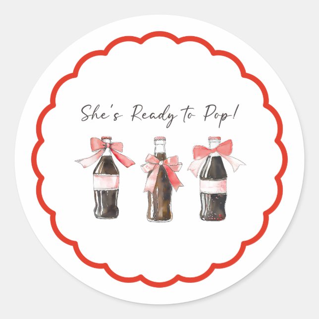 Bebé de Soda Roja Listo para POP Pegatina Redonda  (Anverso)