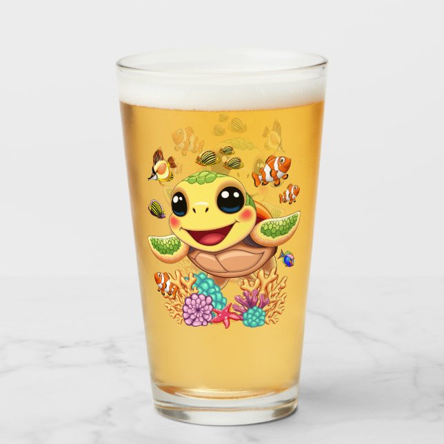 Bebé de tortuga marina feliz y con carácter (Anverso (lleno))