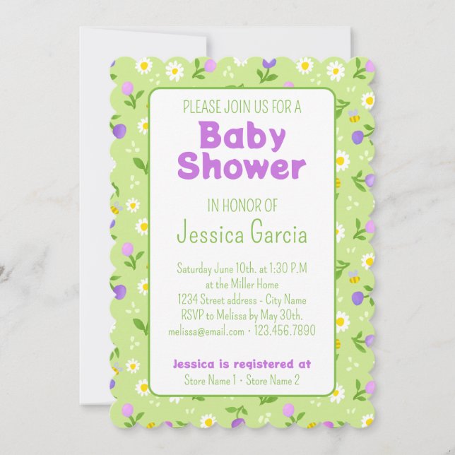 Bebé de verano invitación a la naturaleza abejas f (Anverso)