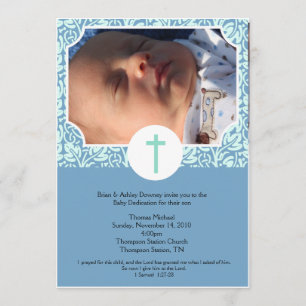 Bebé Dedicación Baptismo Boyano Invitación a la fo