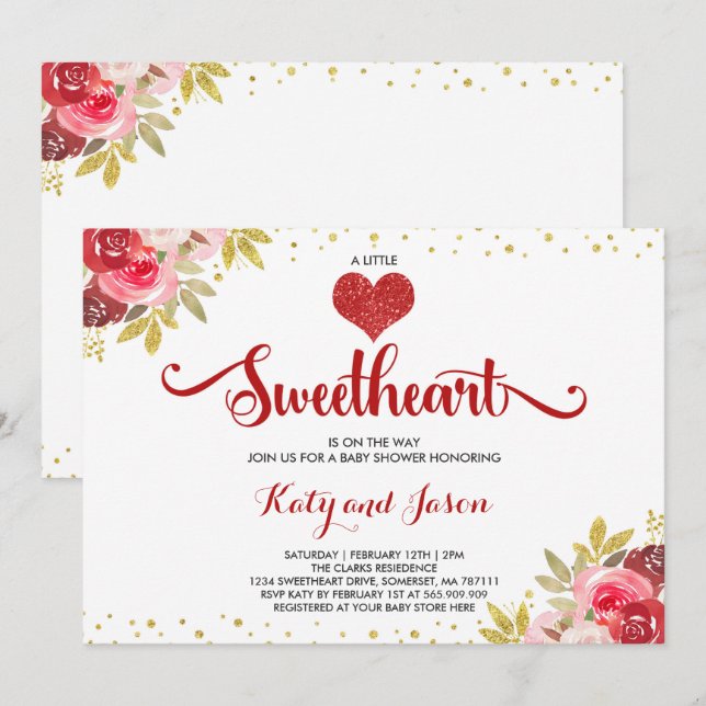 Bebé del amor de la invitación de Baby Shower de (Anverso / Reverso)