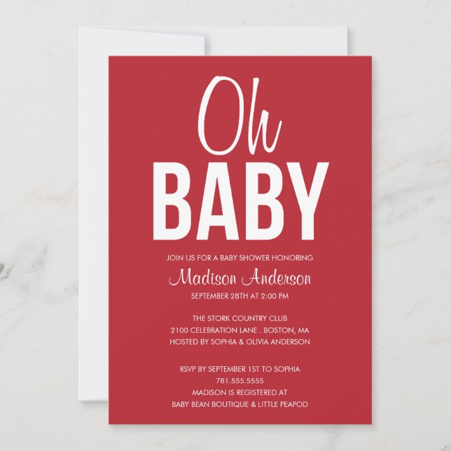 ¡BEBÉ DEL OH! INVITACIONES DEL %PIPE% BABY SHOWER (Anverso)