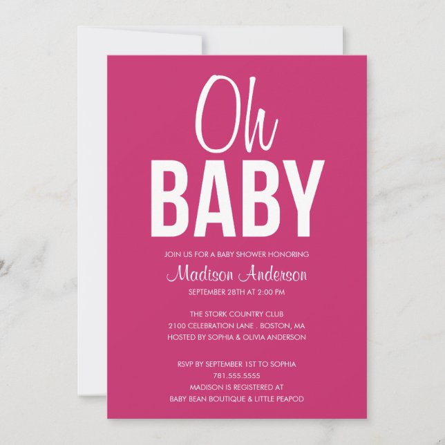 ¡BEBÉ DEL OH! INVITACIONES DEL %PIPE% BABY SHOWER (Anverso)