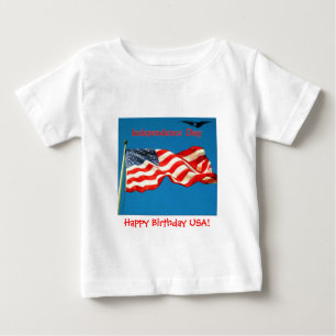 Bebé Día de la Independencia Feliz Cumpleaños Camiseta 