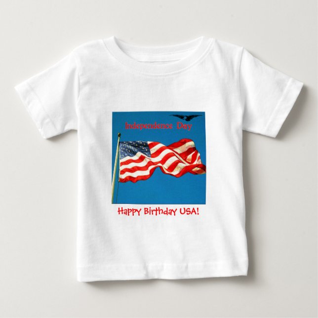 Bebé Día de la Independencia Feliz Cumpleaños Camiseta  (Anverso)