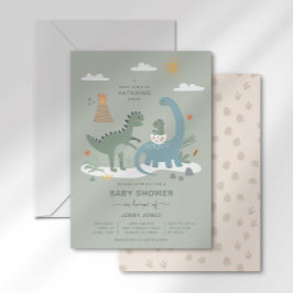 Bebé Dino Hatching Invitación pronto a Baby Shower