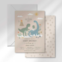 Bebé Dino Hatching Invitación pronto a Baby Shower