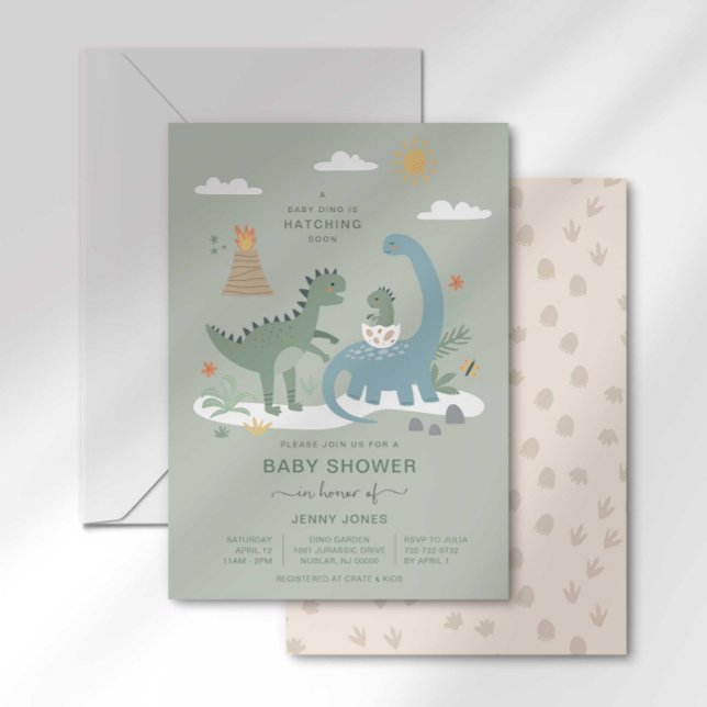 Bebé Dino Hatching Invitación pronto a Baby Shower (Subido por el creador)