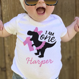 Bebé Dinosaurio de cumpleaños chica con camiseta tutu