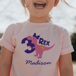 Bebé Dinosaurio rosado de cumpleaños chica con camiseta