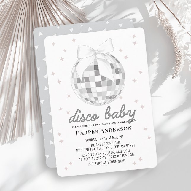 Bebé Disco Bola de Disco de Plata Invitación de Ba (Subido por el creador)