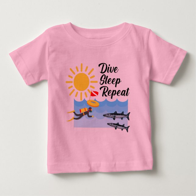 Bebé Diseño de buceo, dormir, repetir - camiseta de jer (Anverso)