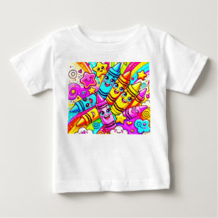 Bebé Diseño de camiseta de dibujos animados de crayón d