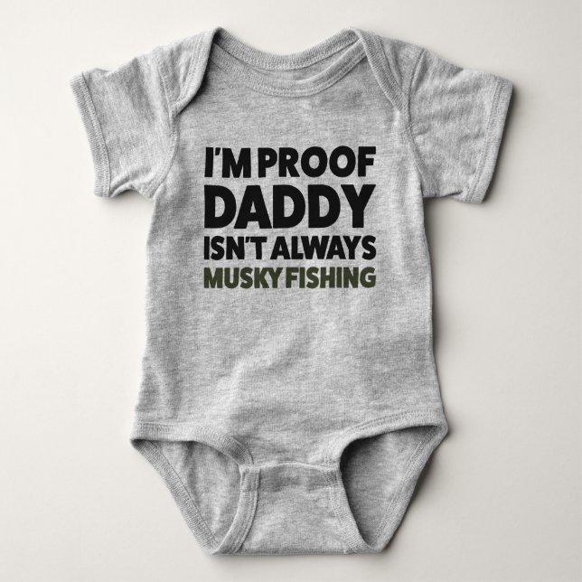 Bebé divertido Musky Fishing Jersey Bodysuit Shirt (Anverso)