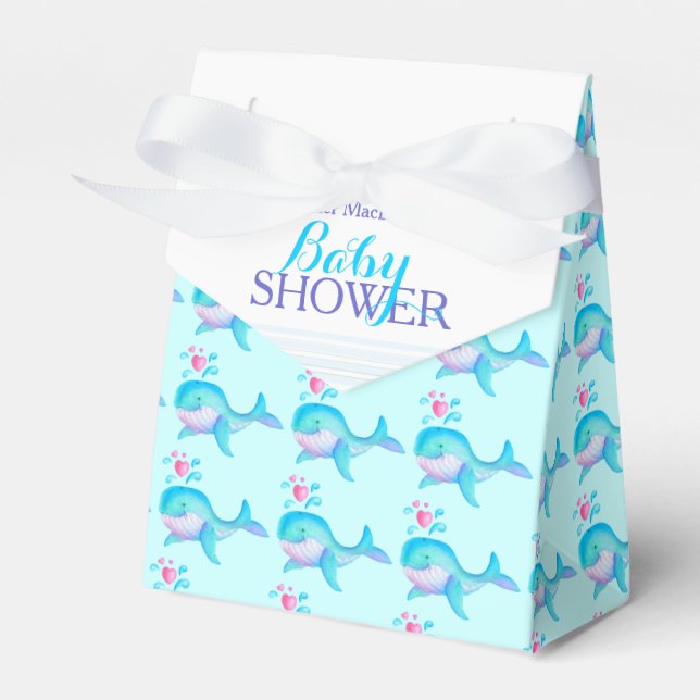 Bebé ducha ballenas aqua caja blanca de regalo (Front Side)
