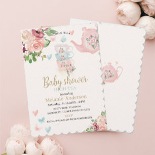 Bebé ducha té alto Invitación