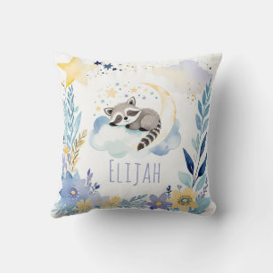 Bebé durmiente Raccoon Boho Nombre Almohada de Nur