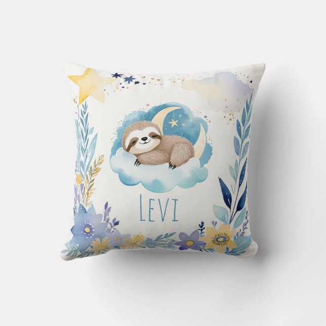 Bebé durmiente Sloth Boho Nombre Almohada de guard (Reverso)