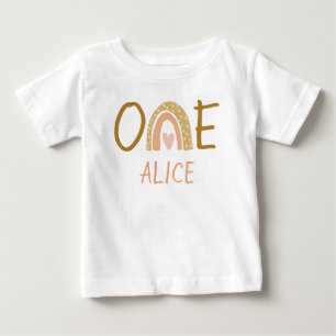 Bebé Earthy Rainbow Primer Chica de cumpleaños Camiseta