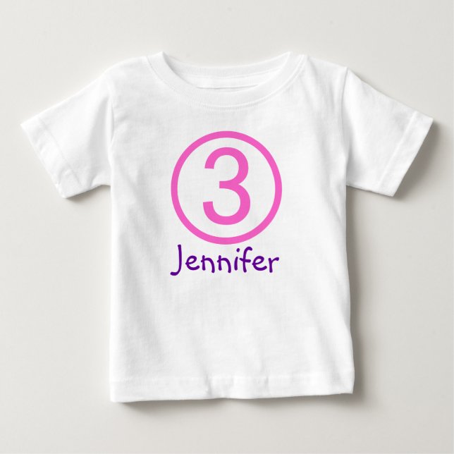 Bebé Edad y nombre Personalizable camiseta de tercer cu (Anverso)