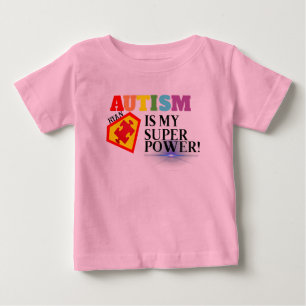 Bebé El autismo personalizado es mi camiseta de superpo
