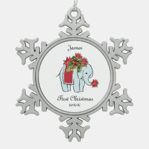 Bebé Elefante azul Primer adorno de navidad