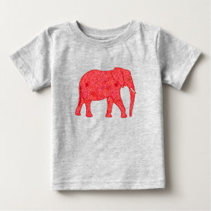 Bebé elefante de flores - camiseta de color rojo profun