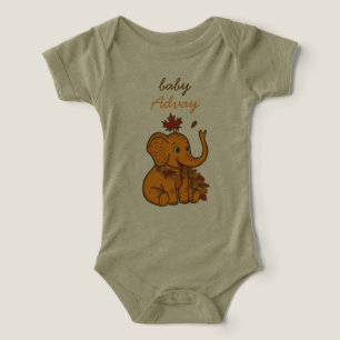 Bebé elefante de otoño adorable con bebé y hojas d