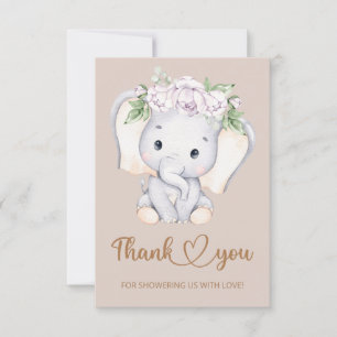 Bebé elefante ducha bebé tarjeta de agradecimiento