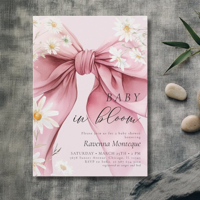 Bebé Elegante en Floración Invitación de Cumpleaño (Subido por el creador)